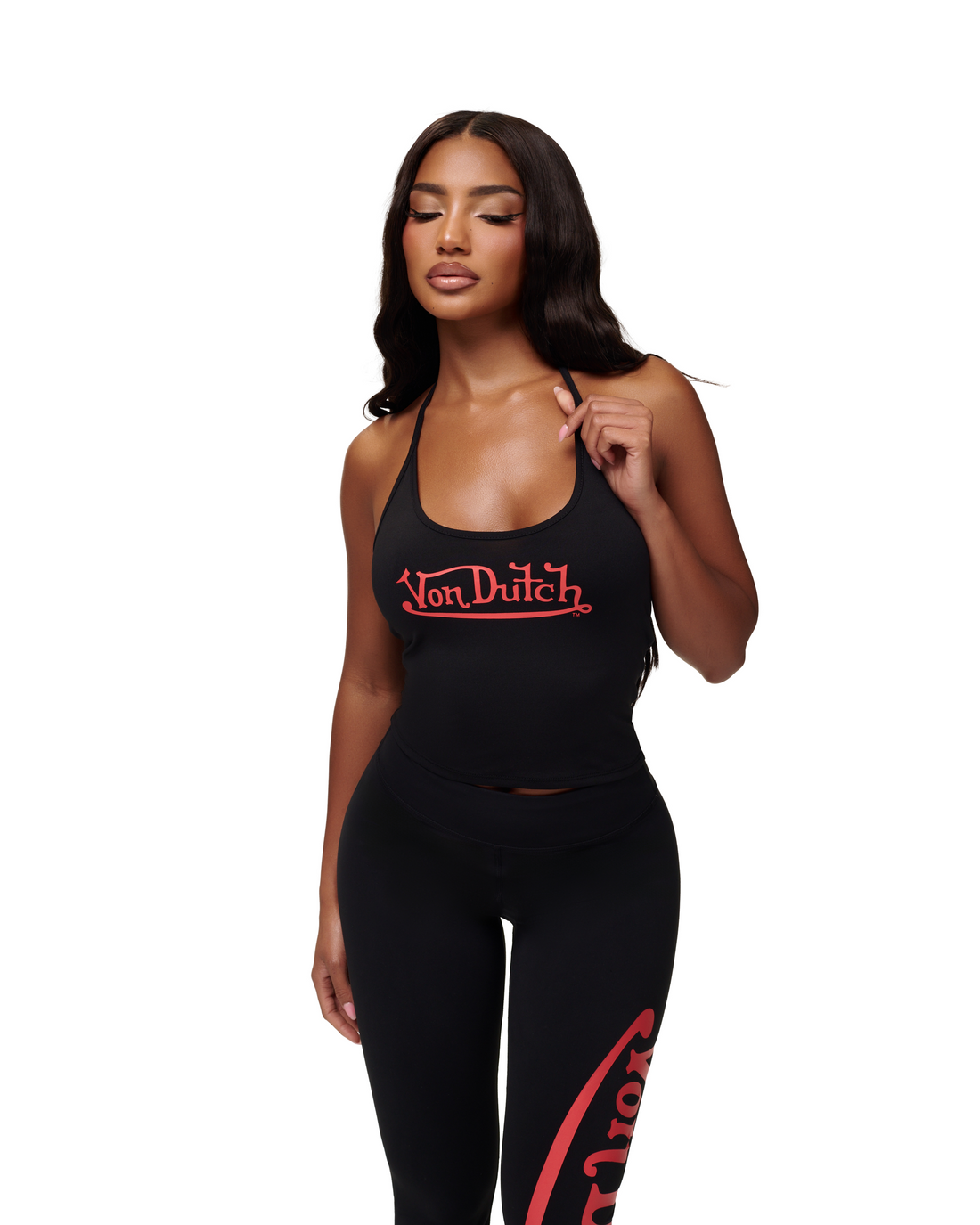 Women's Active Halter Top - Black w/ Red Script — image 5