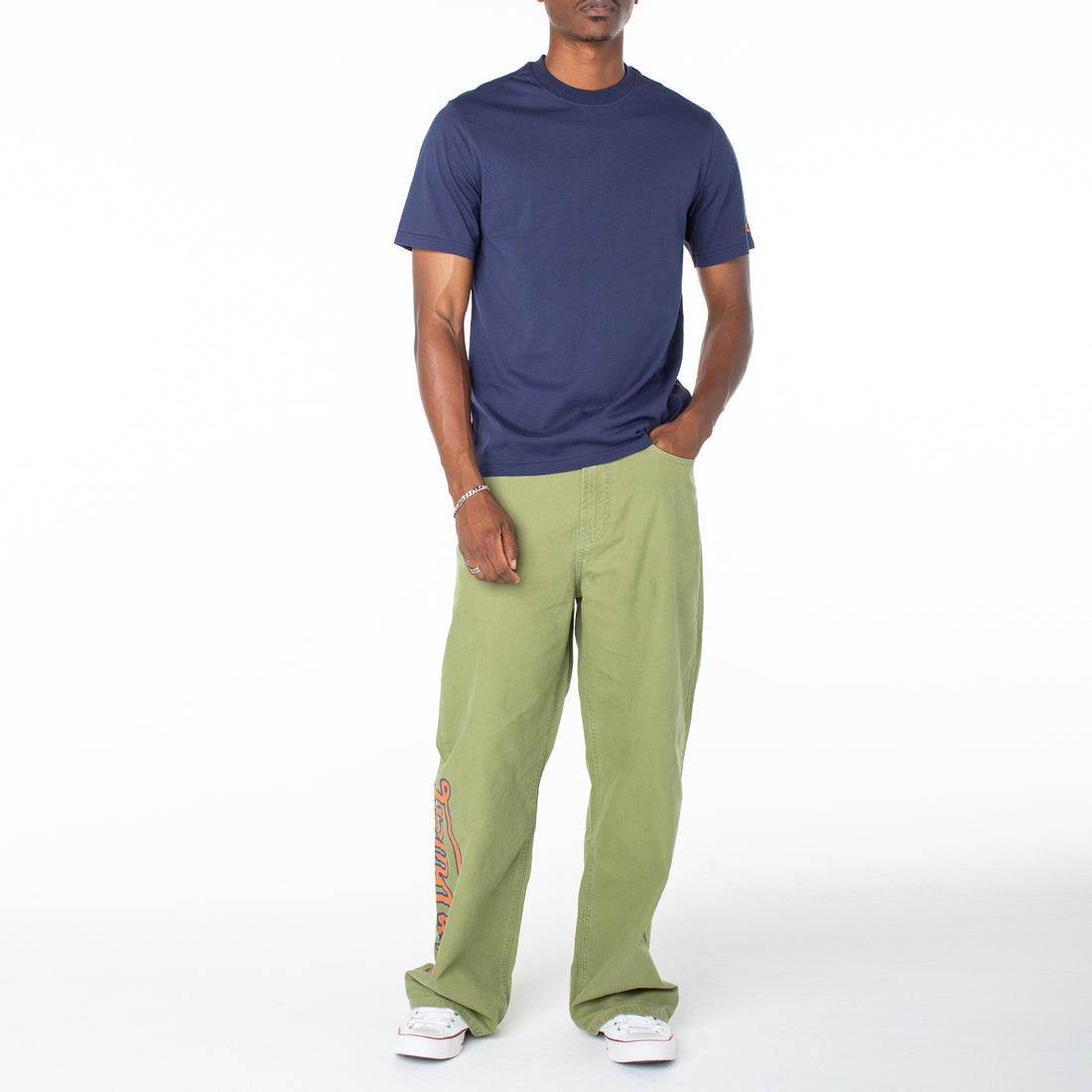 Men's Baggy Contrast Graphic Patch Straight Reaper Pant - Olive — image 3