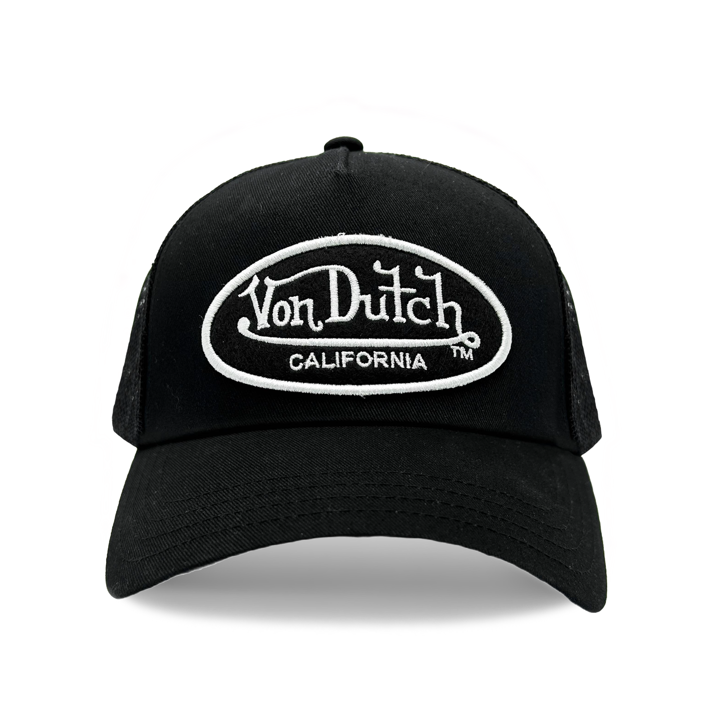 Von Dutch Black & White California Classic Logo Trucker Hat