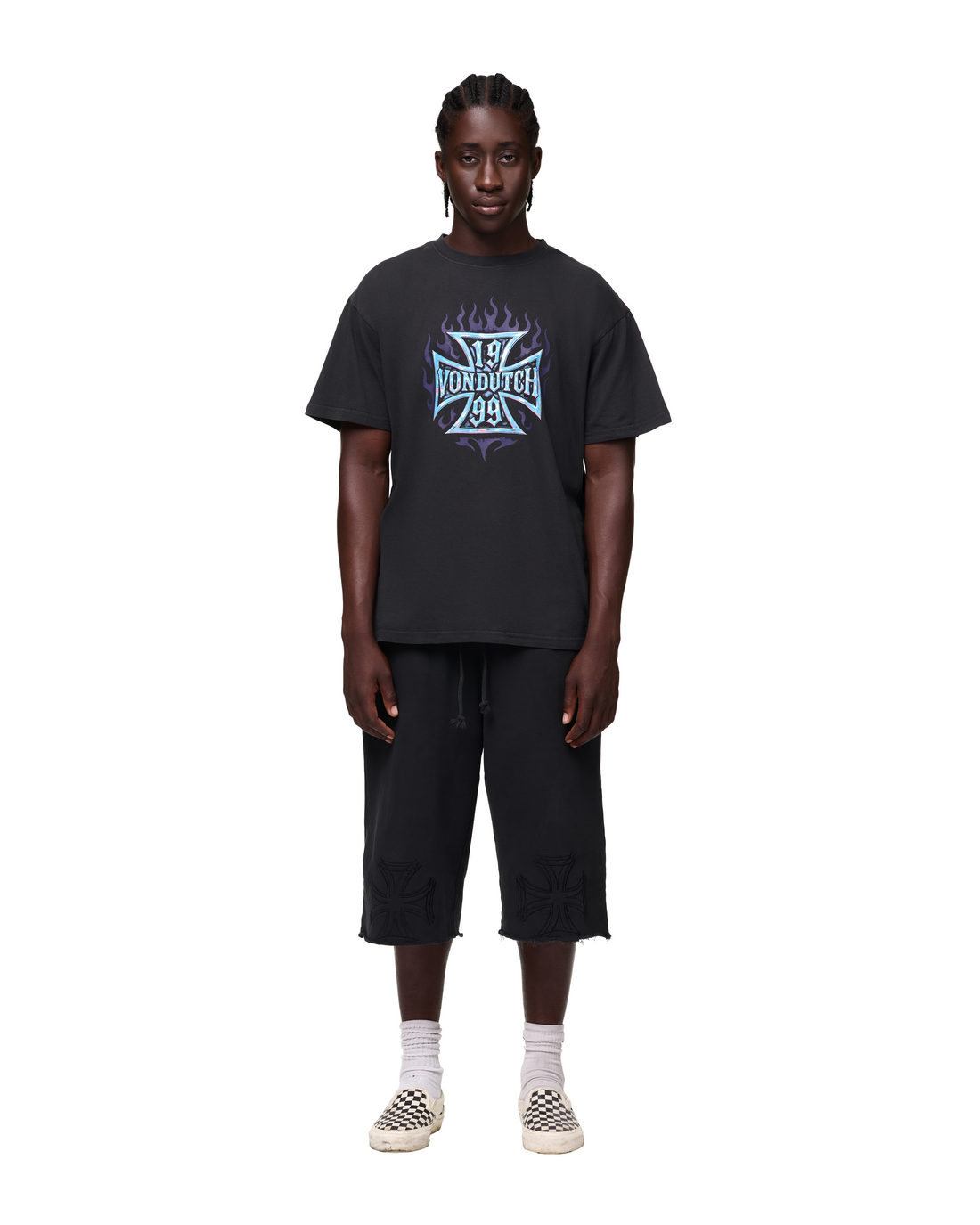 Chopper Cross Flames Tee - Black — image 2