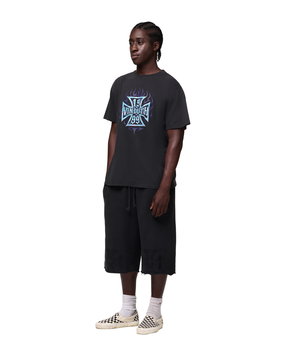 Chopper Cross Flames Tee - Black — image 4