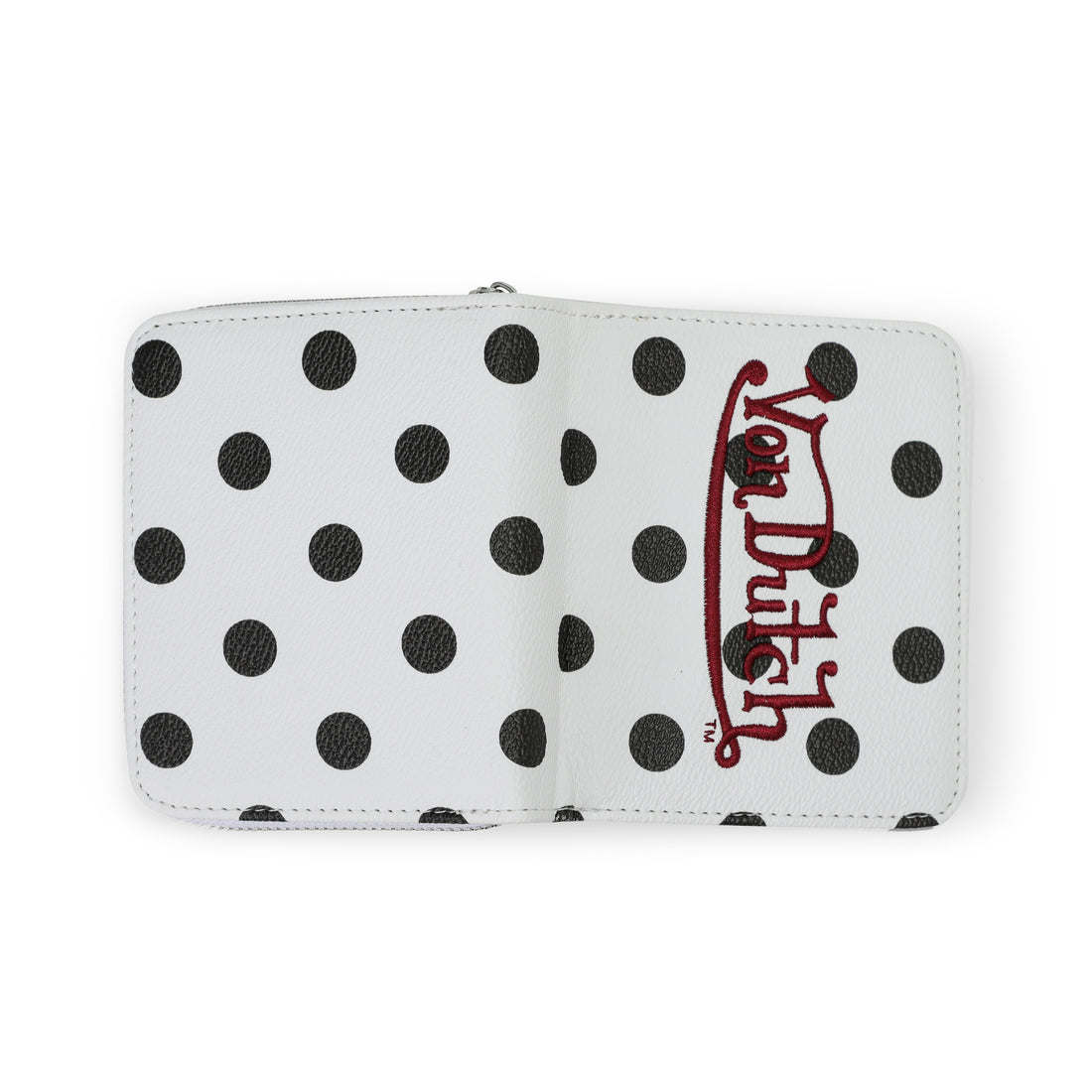 Polka Dot Zip-Up Wallet - White — image 6