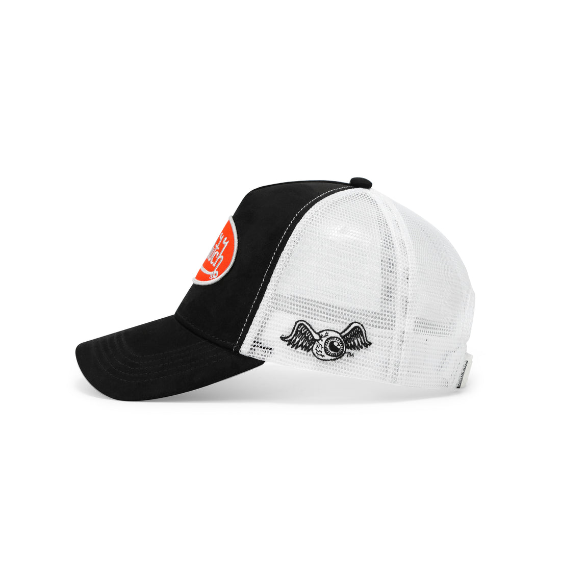 Suede Trucker Hat - Black and Red