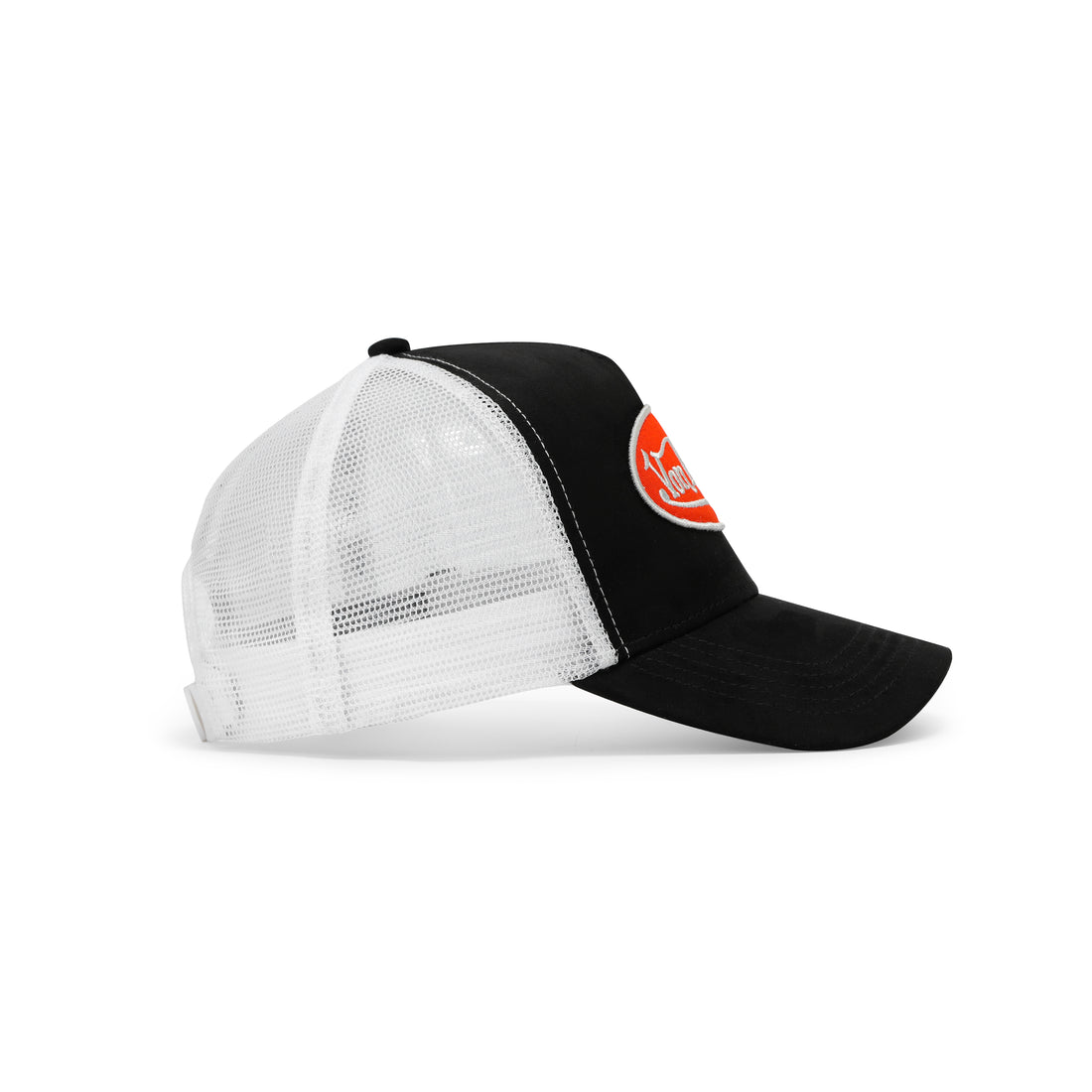 Suede Trucker Hat - Black and Red