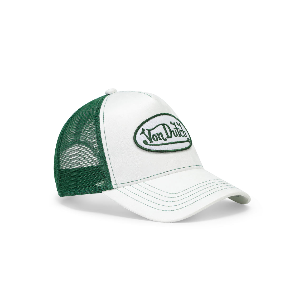 Suede Trucker Hat - White and Green — image 7