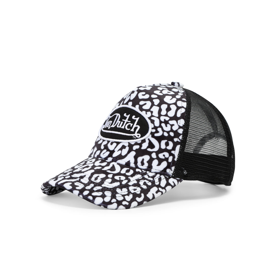 White and Black Cheetah Velvet Trucker Hat
