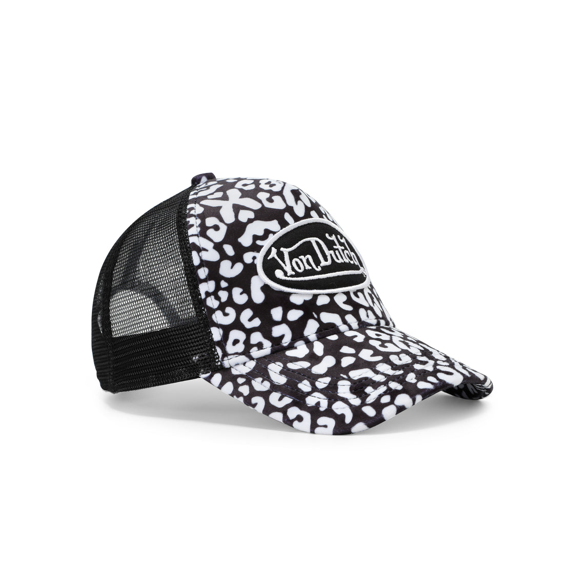 White and Black Cheetah Velvet Trucker Hat
