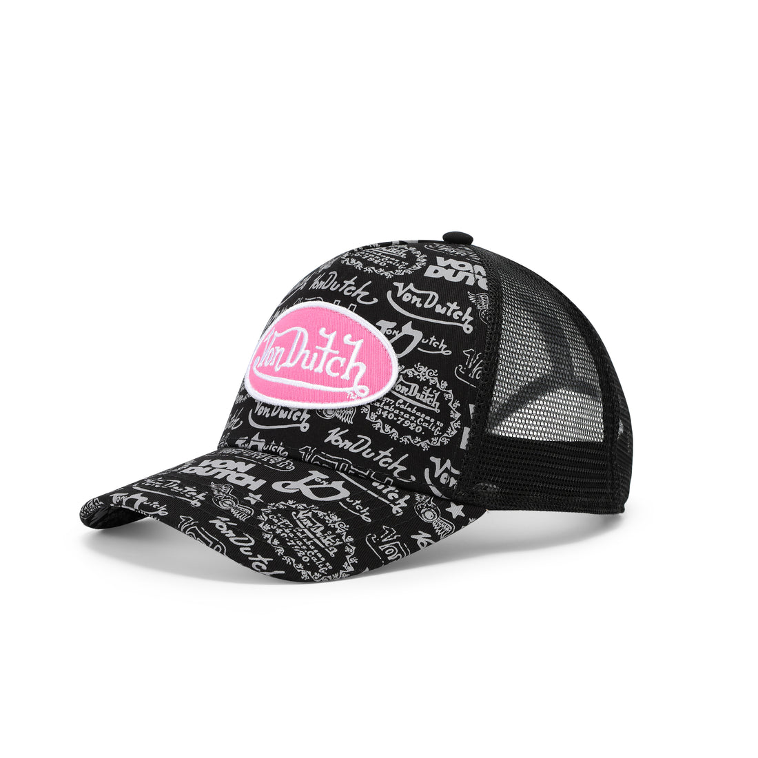 Logo Stamp Trucker Hat - Black and Pink