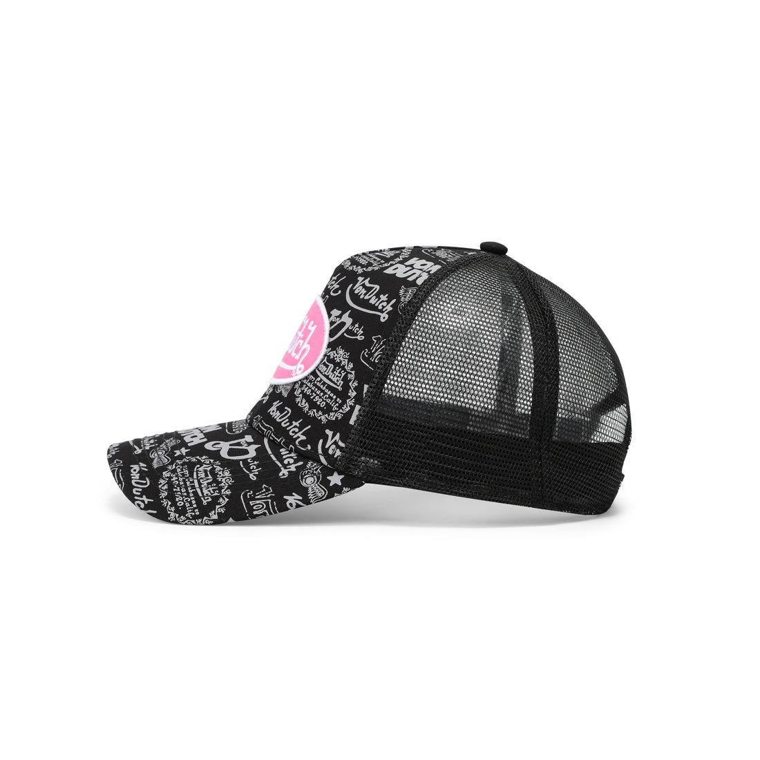 Logo Stamp Trucker Hat - Black and Pink
