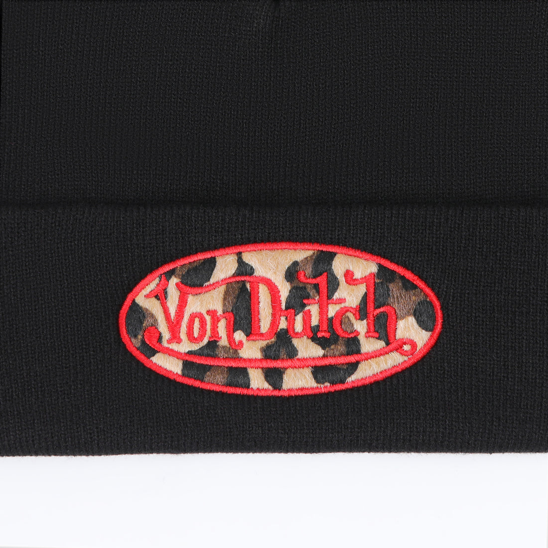 Red Leopard Patch Beanie