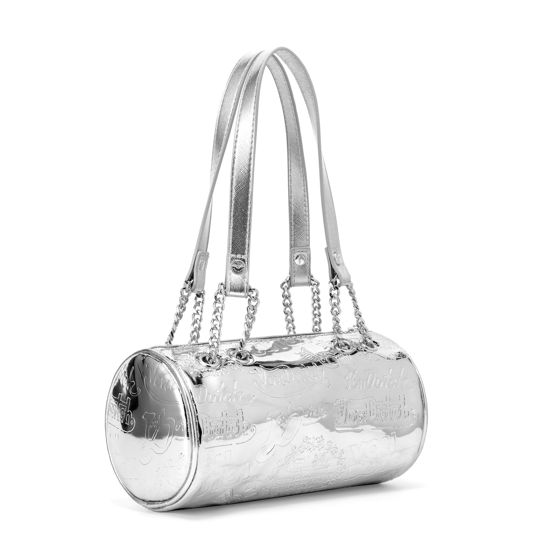 Barrel Bag - All Over Print Silver Metallic