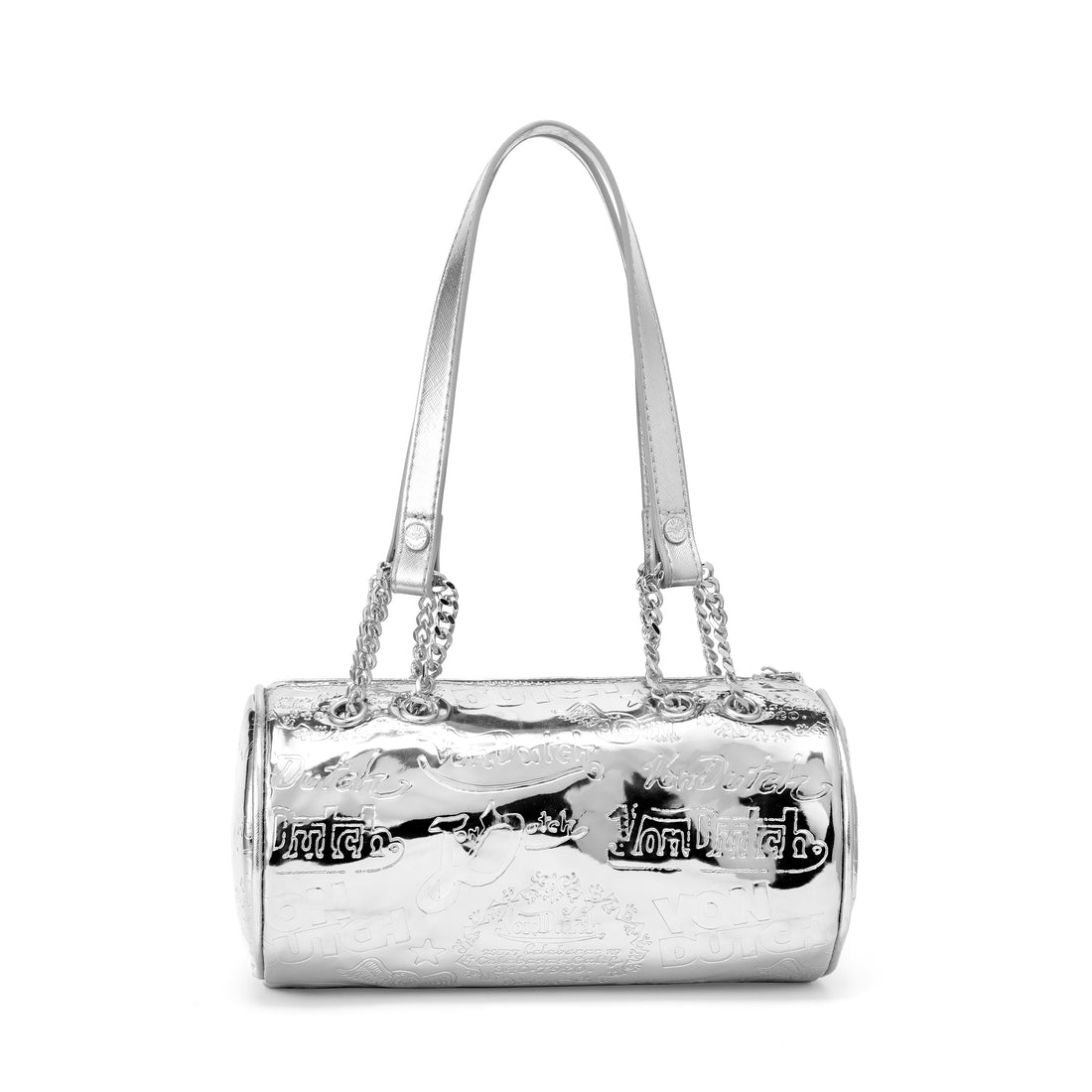 Barrel Bag - All Over Print Silver Metallic