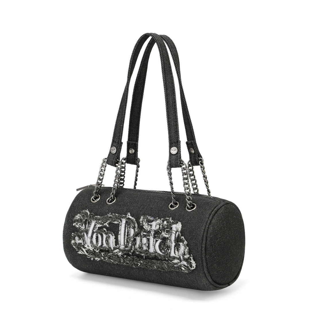 Barrel Bag - Long Barrel Black Distressed Denim — image 3