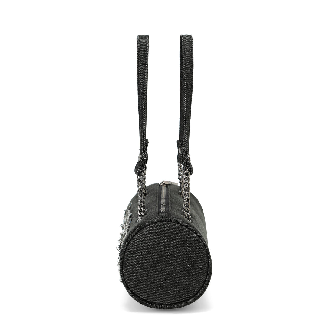Barrel Bag - Long Barrel Black Distressed Denim — image 4