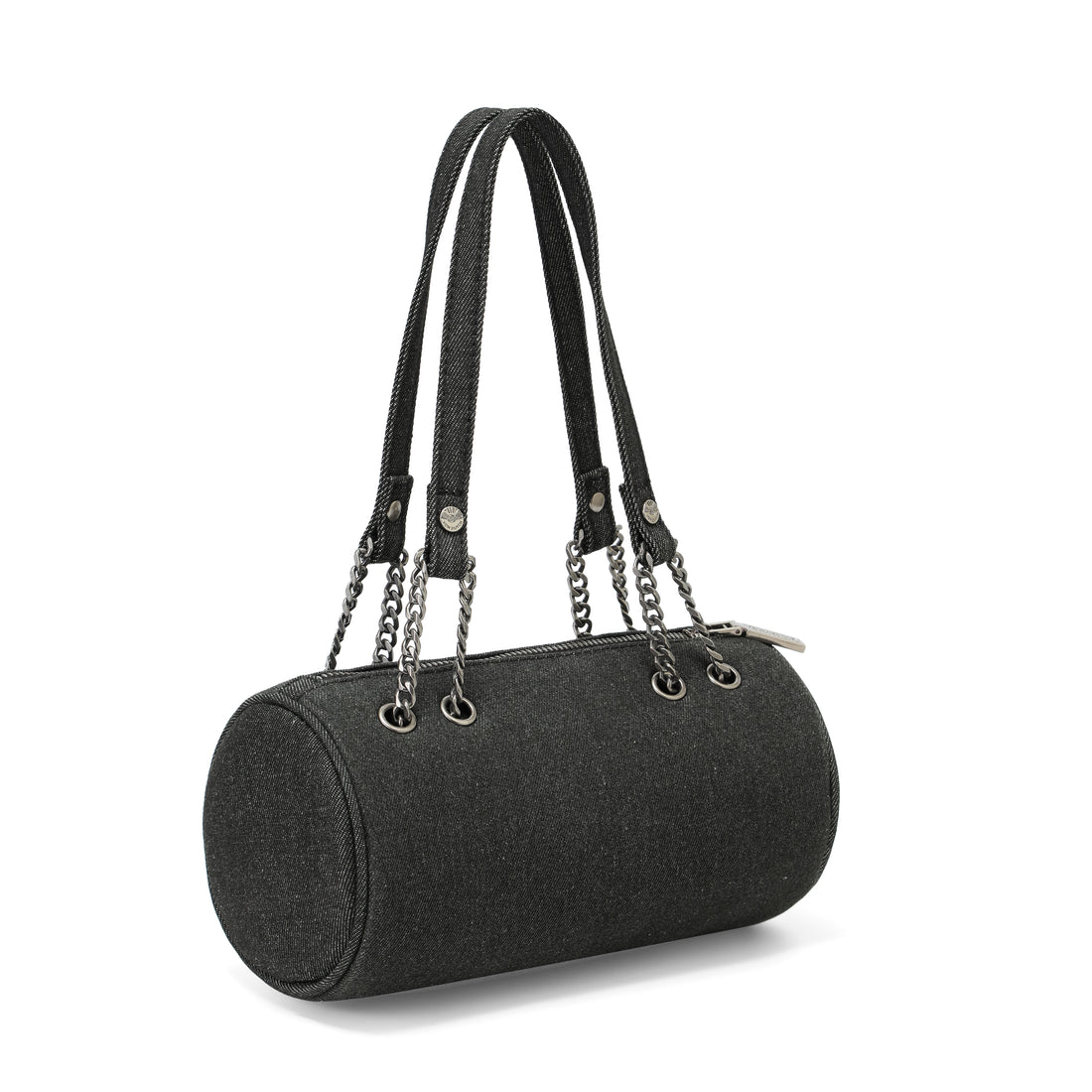Barrel Bag - Long Barrel Black Distressed Denim — image 5