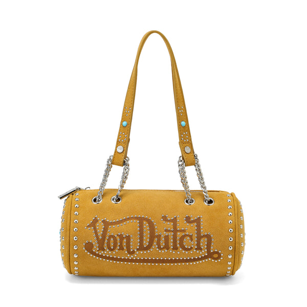 Brown Studded - Barrel Bag