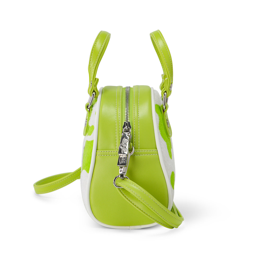 Lime Green Cow Print Vegan Pony Hair Bowling Bag