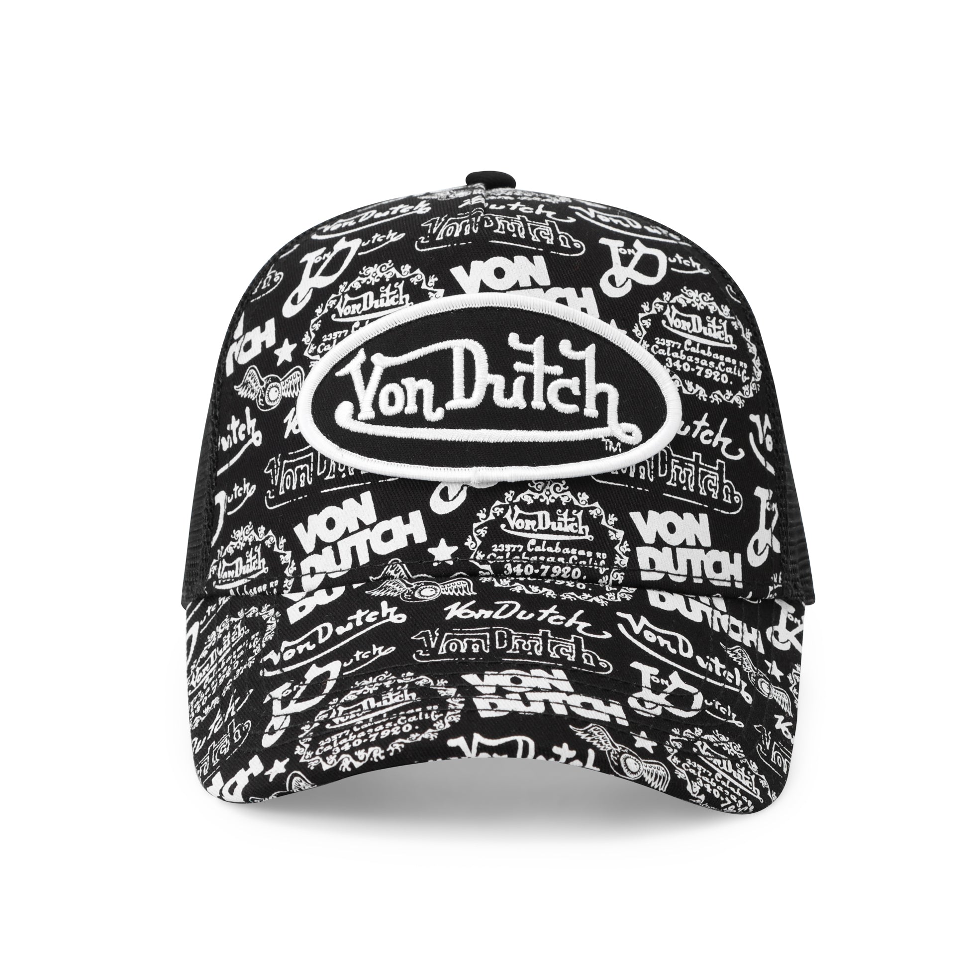 Logo Stamp Trucker Hat - Black and White | Von Dutch