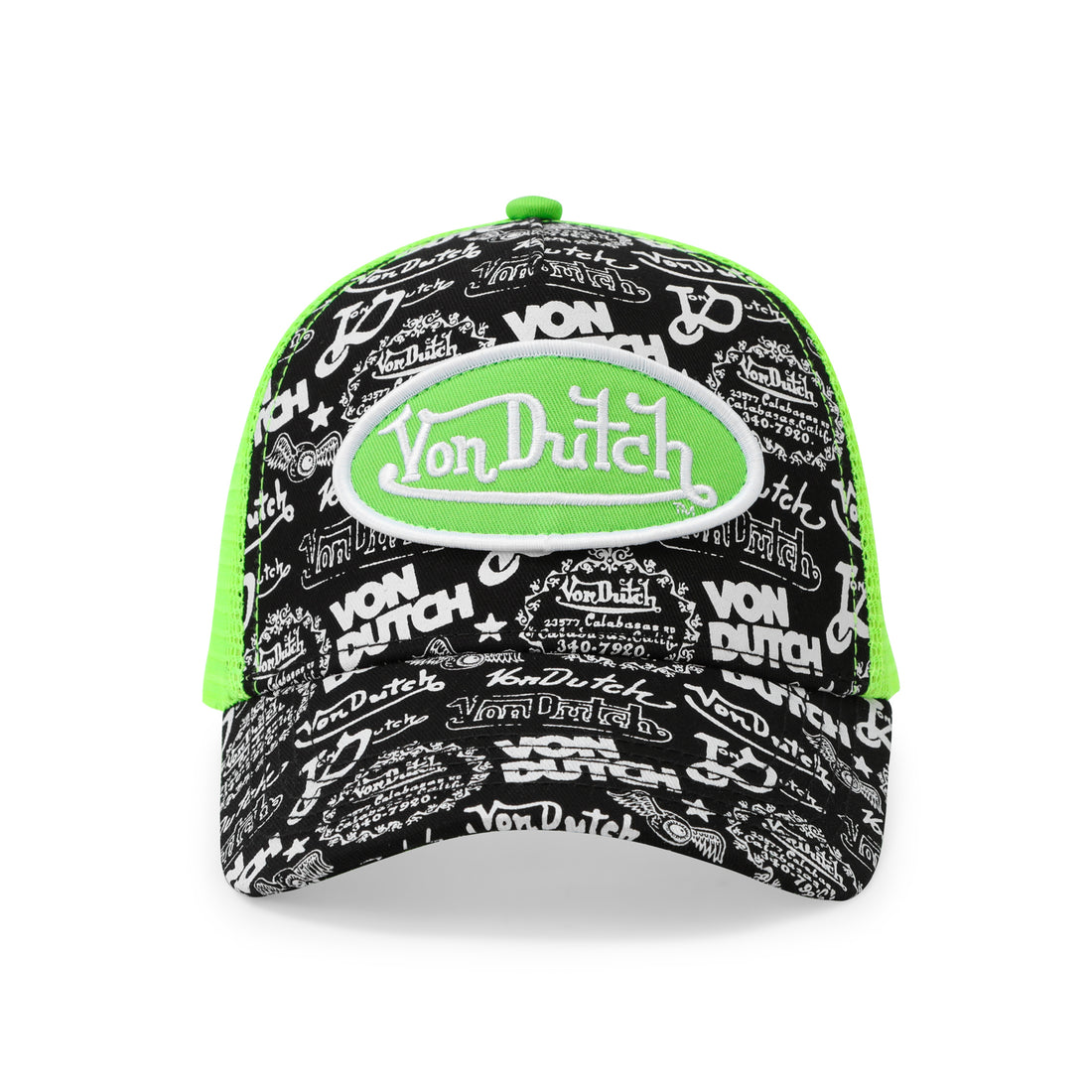 Logo Stamp Trucker Hat - Black and Green