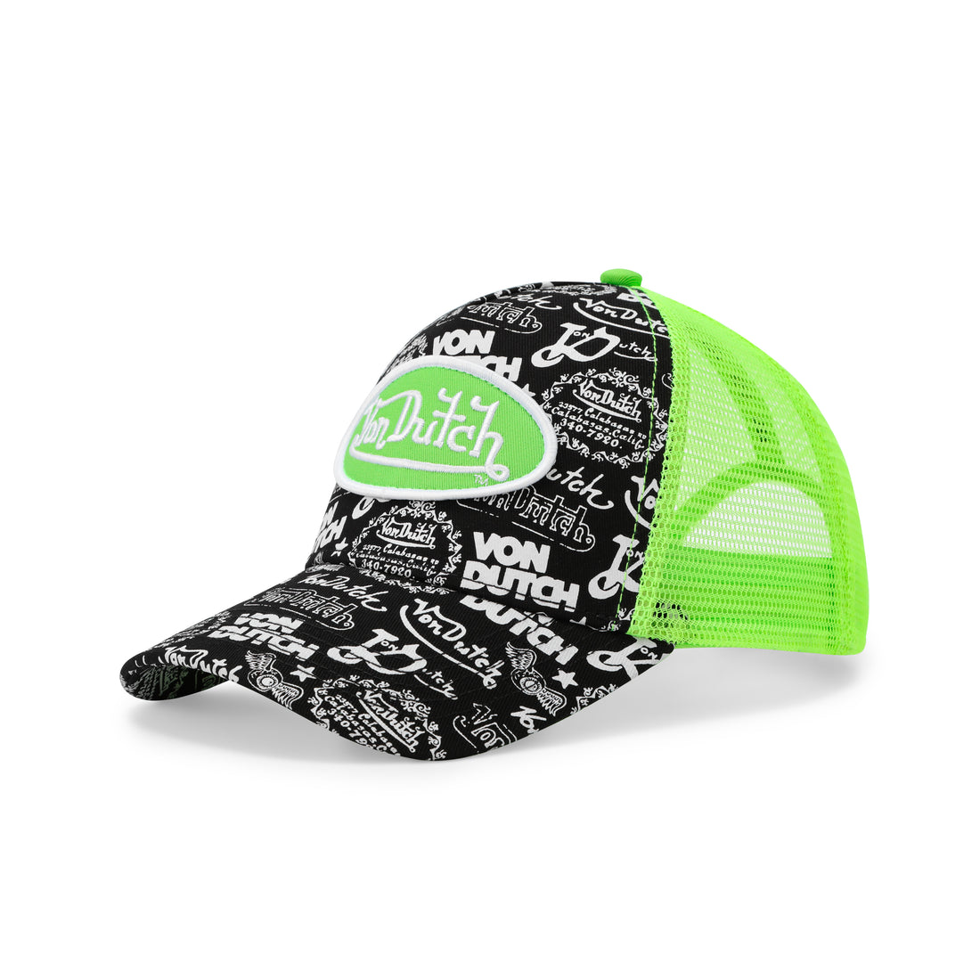 Logo Stamp Trucker Hat - Black and Green