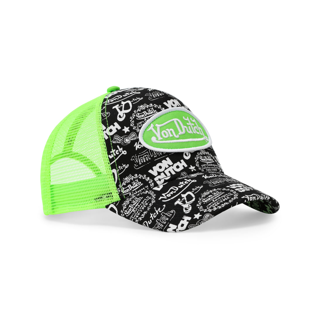Logo Stamp Trucker Hat - Black and Green