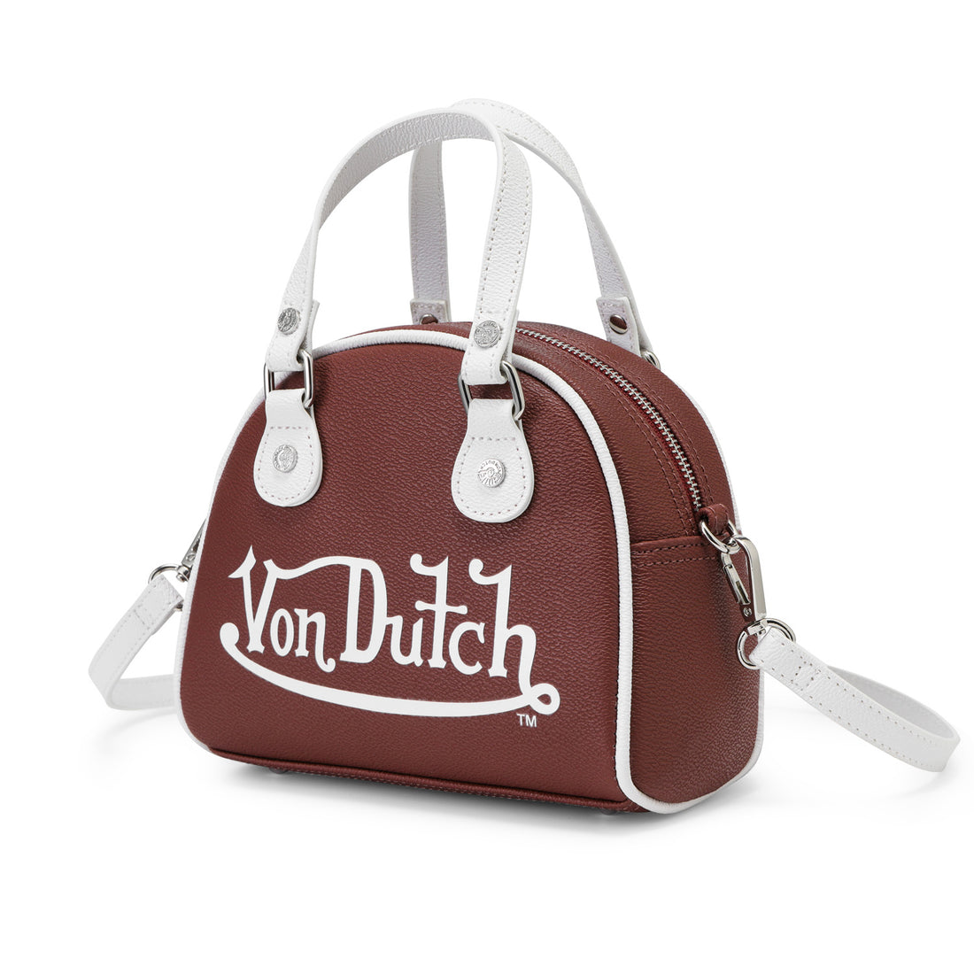 Burgundy & White Two-Tone Bowling Bag
