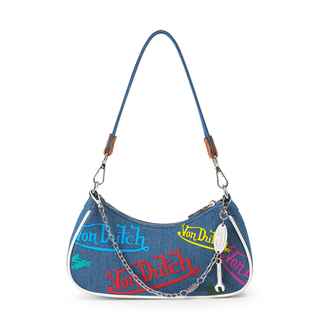 Green & Yellow Multi-Logo Denim Shoulder Bag — image 3