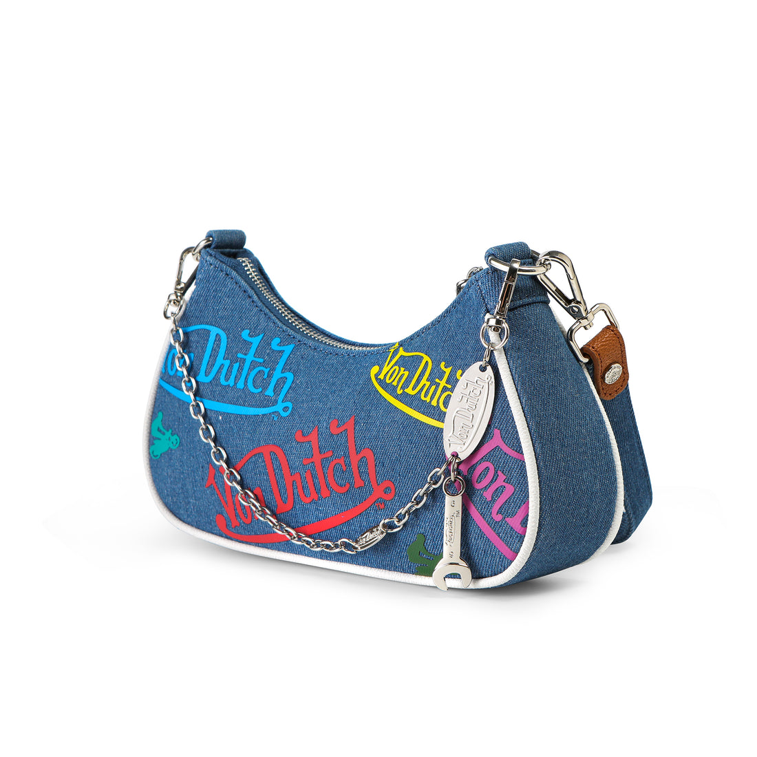 Green & Yellow Multi-Logo Denim Shoulder Bag — image 6