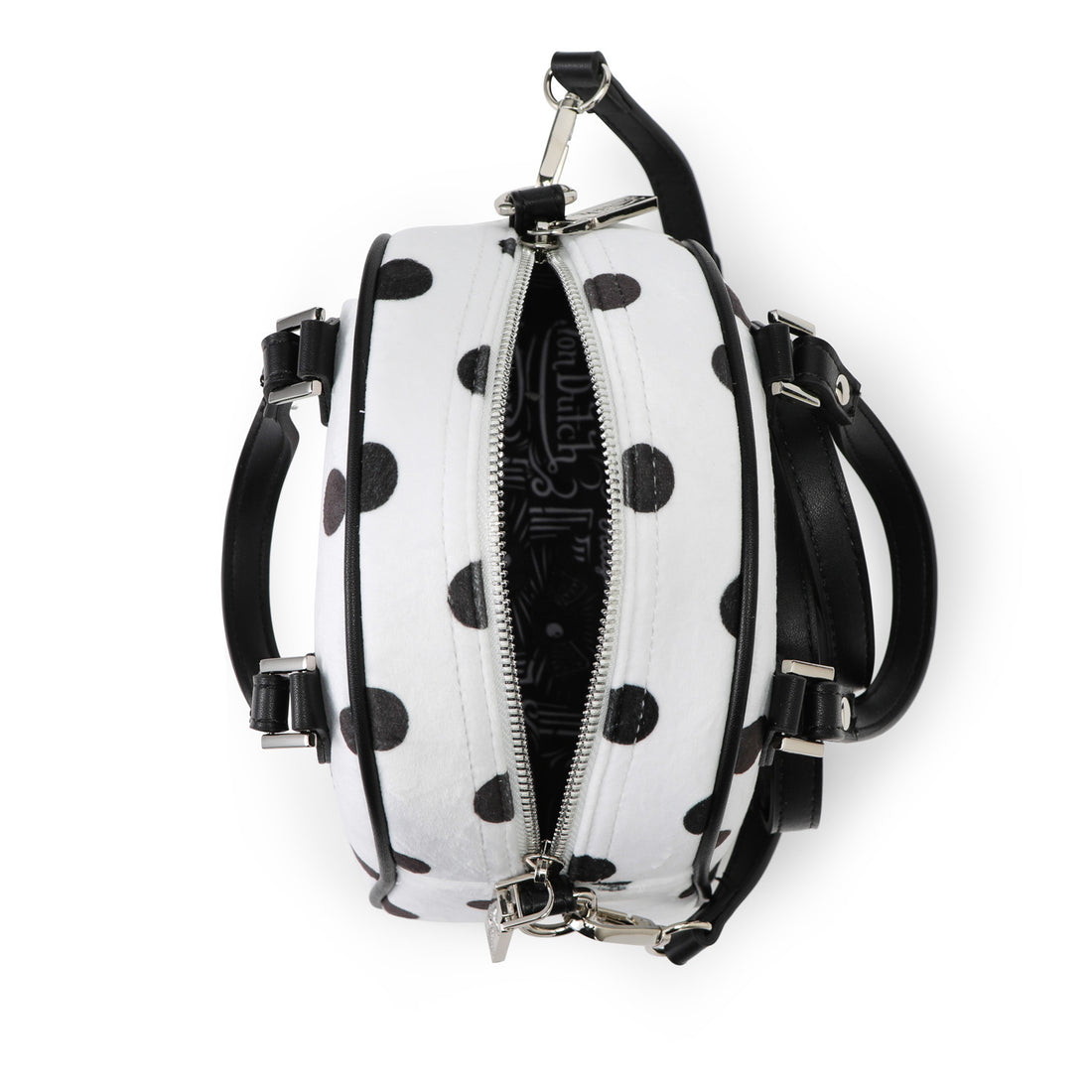 Velour Rhinestone Bowling Bag - Polka Dot