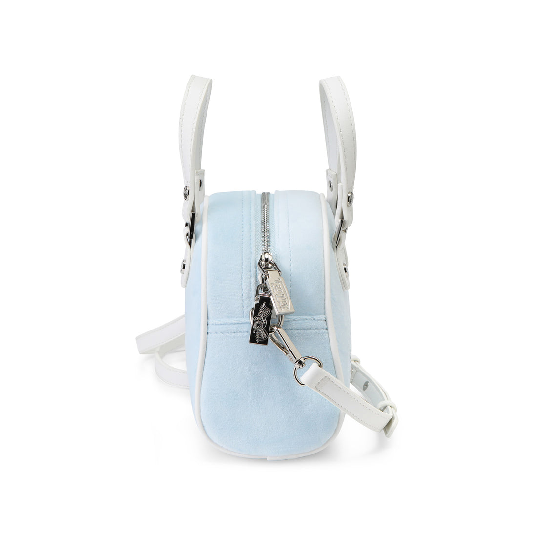 Velour Rhinestone Bowling Bag - Light Blue — image 7