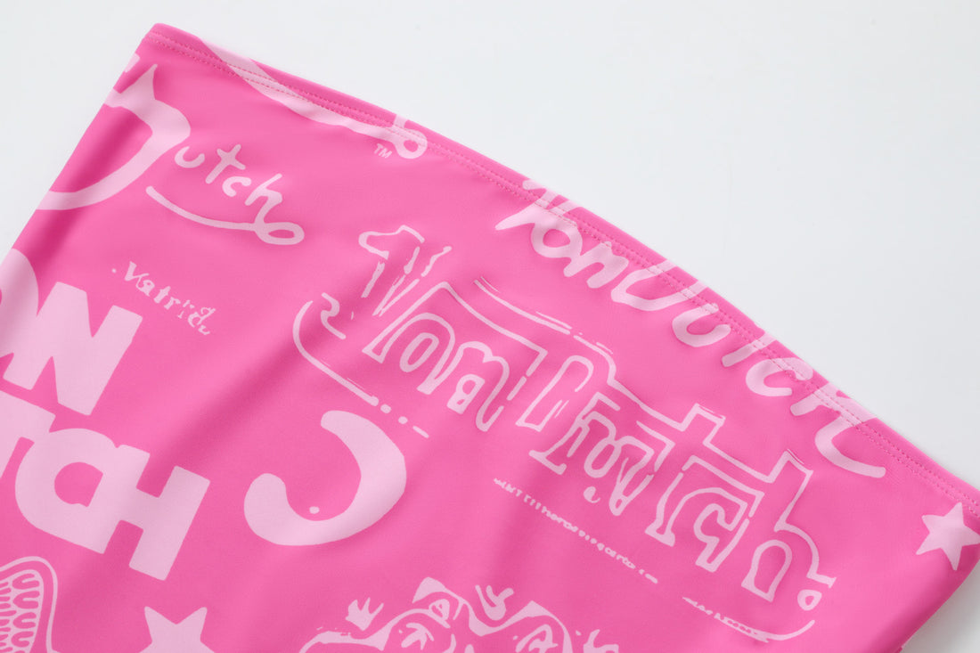 TUBE TOP - HOT PINK ALL OVER PRINT