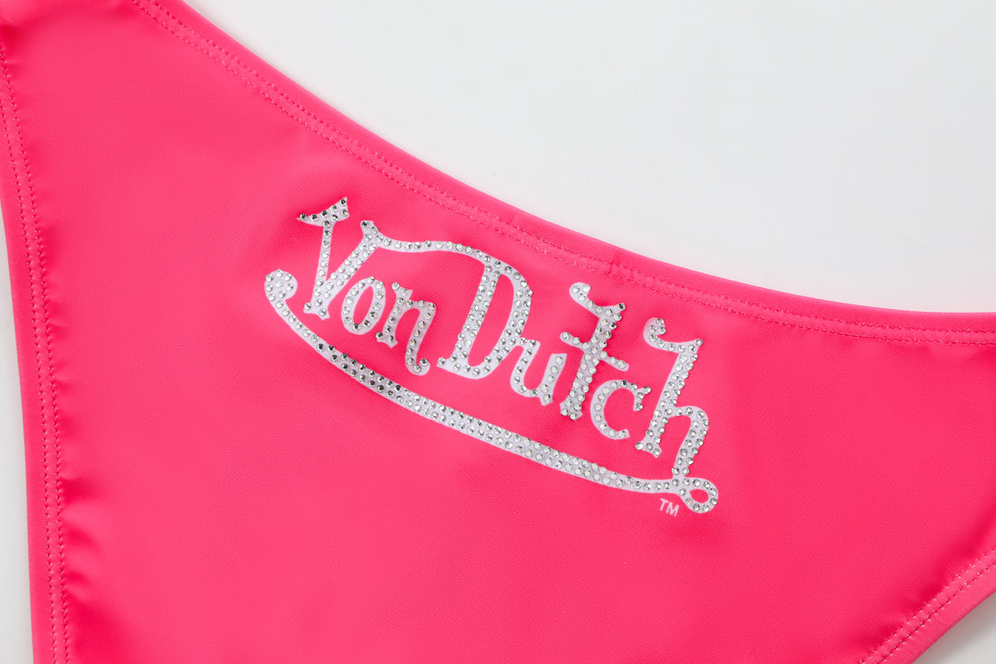 Rhinestone Classic High-Cut Bikini Bottoms - Hot Pink — image 5