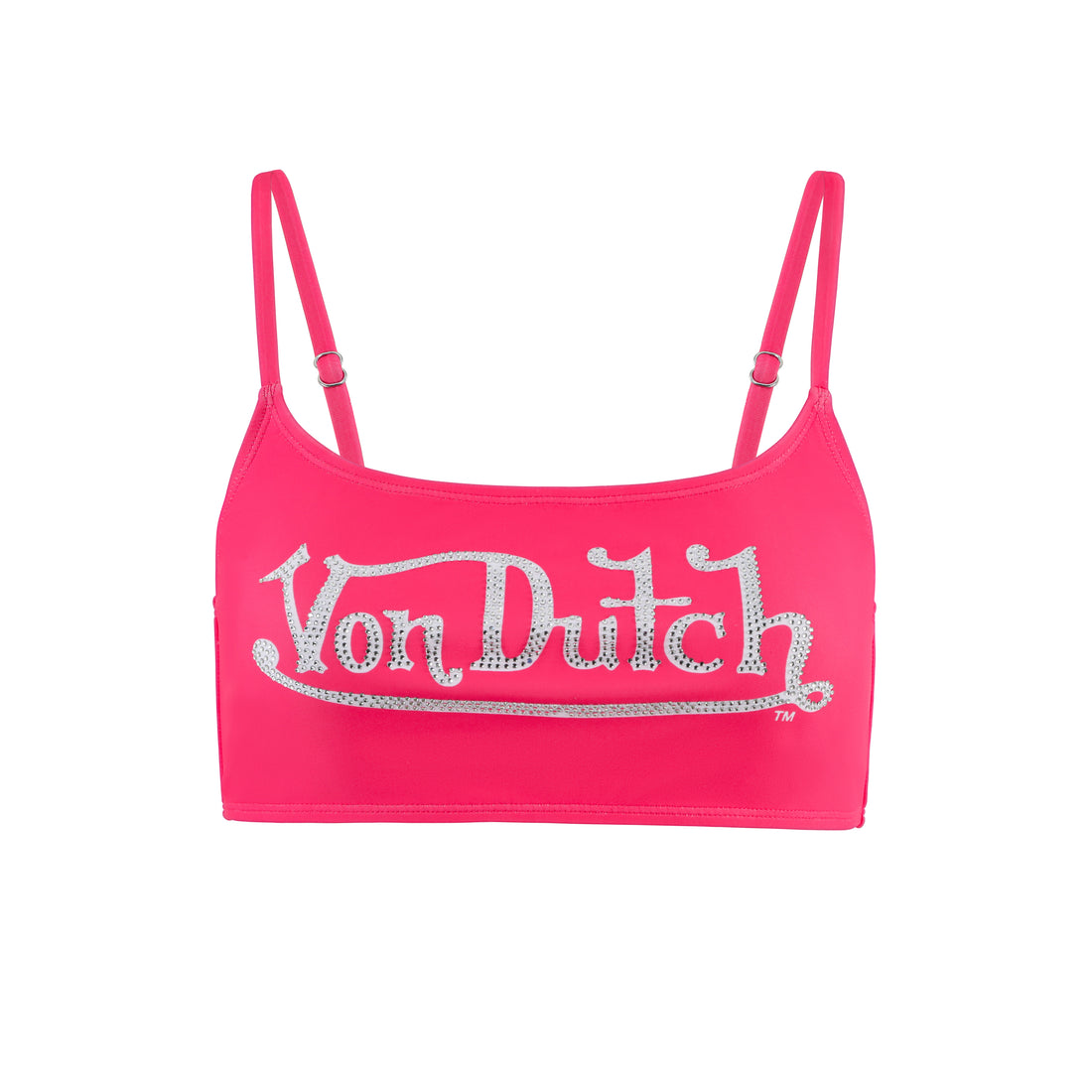 Rhinestone Classic Racing Spaghetti Top - Hot Pink