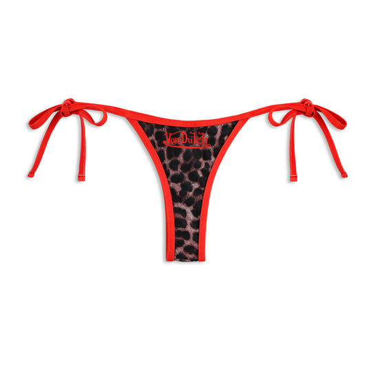 TWO TONE BIKINI BOTTOM - RED LEOPARD