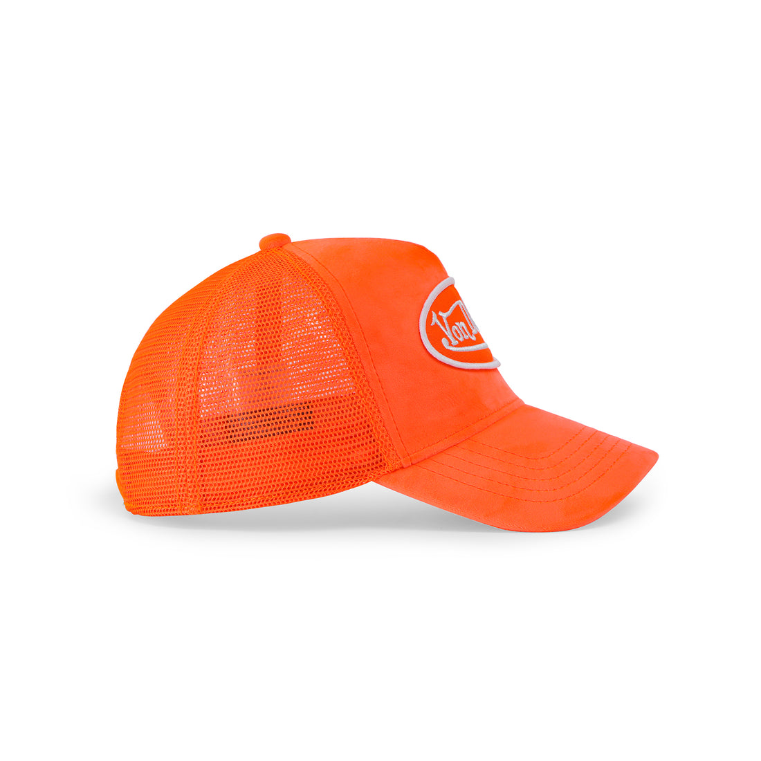 Neon Orange Velvet Trucker Hat
