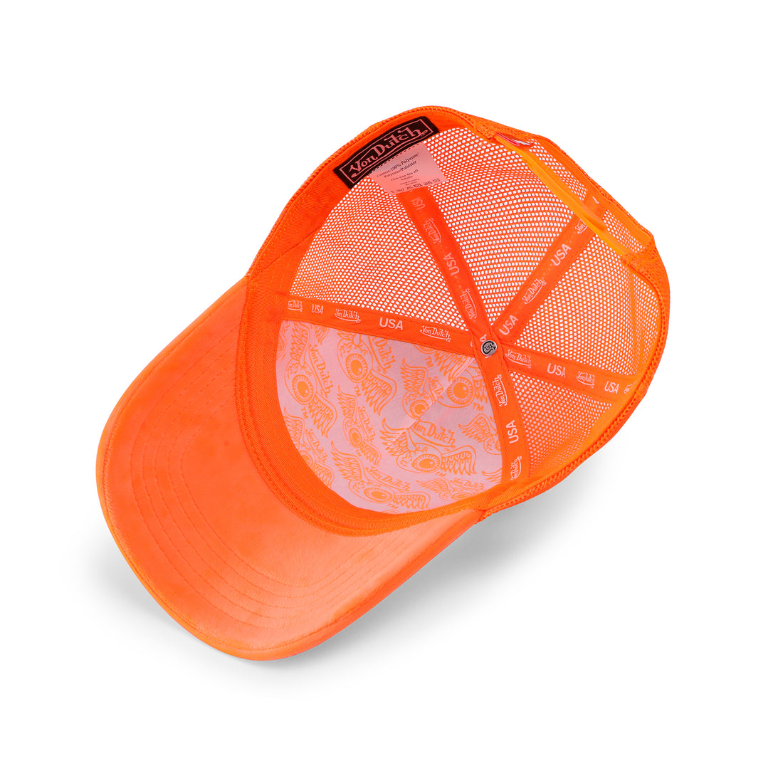 Neon Orange Velvet Trucker Hat