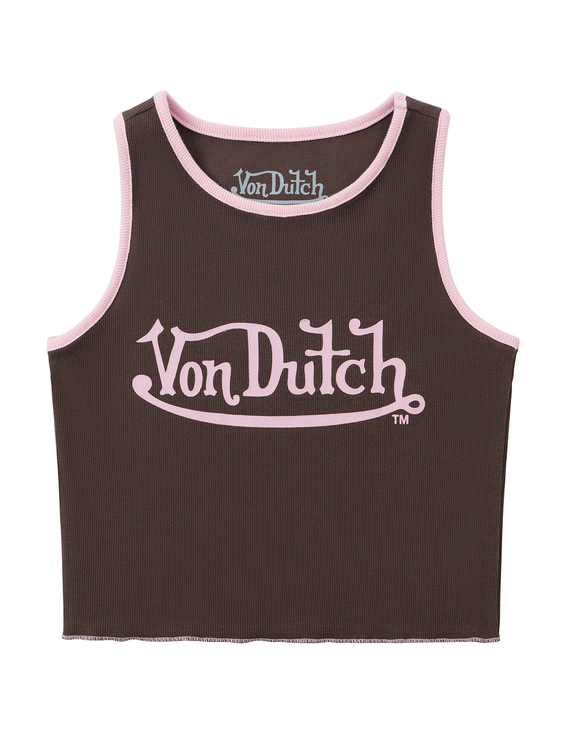 Women's Ribbed Crop Tanks - Brown and Pink