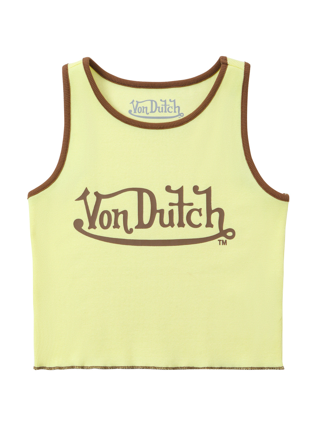Women's Ribbed Crop Tanks - Yellow and Brown
