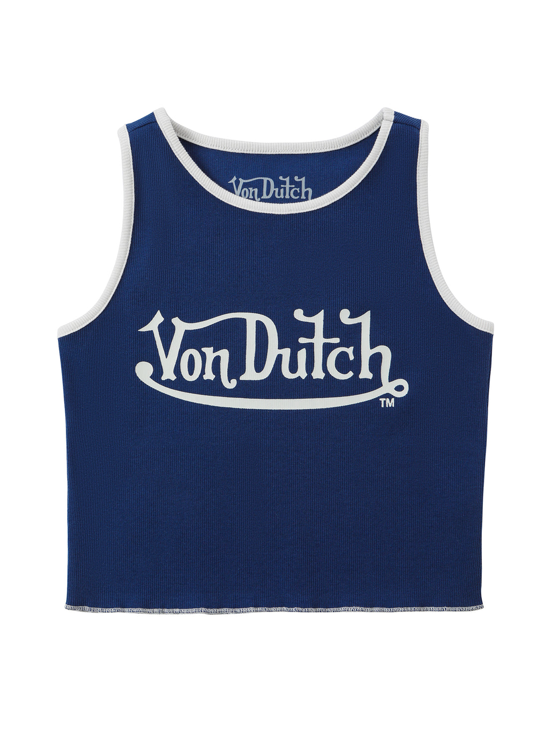 Women's Ribbed Crop Tanks - Navy and White — image 1
