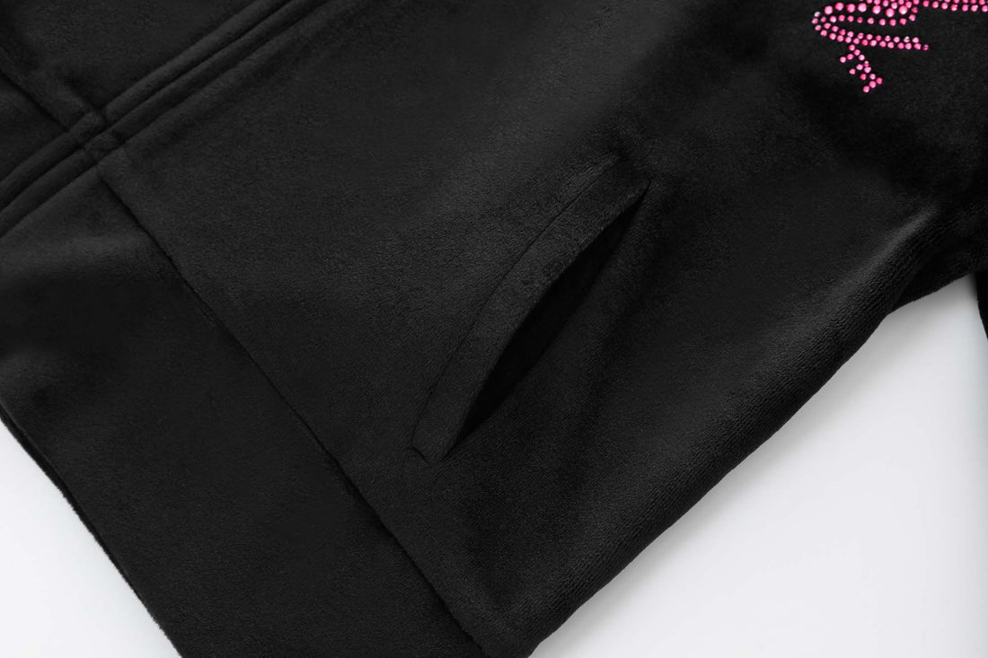 Velour Zip Up - Black