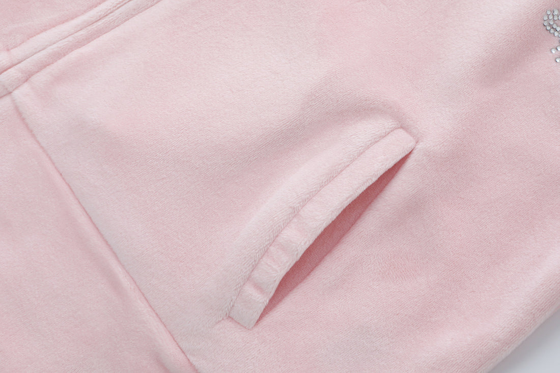 Velour Zip Up - Pink