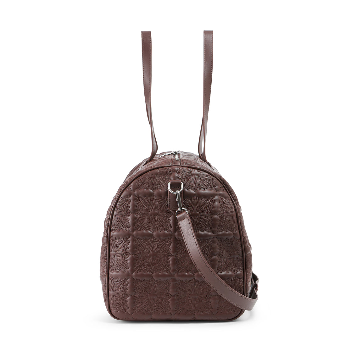 Embroidered Chopper Duffle Bag - Brown