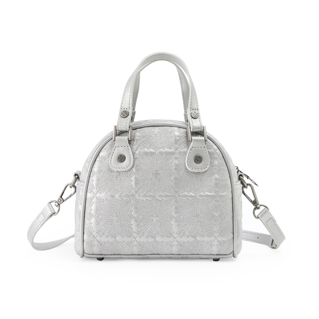 Embroidered Chopper Bowling Bag - Silver