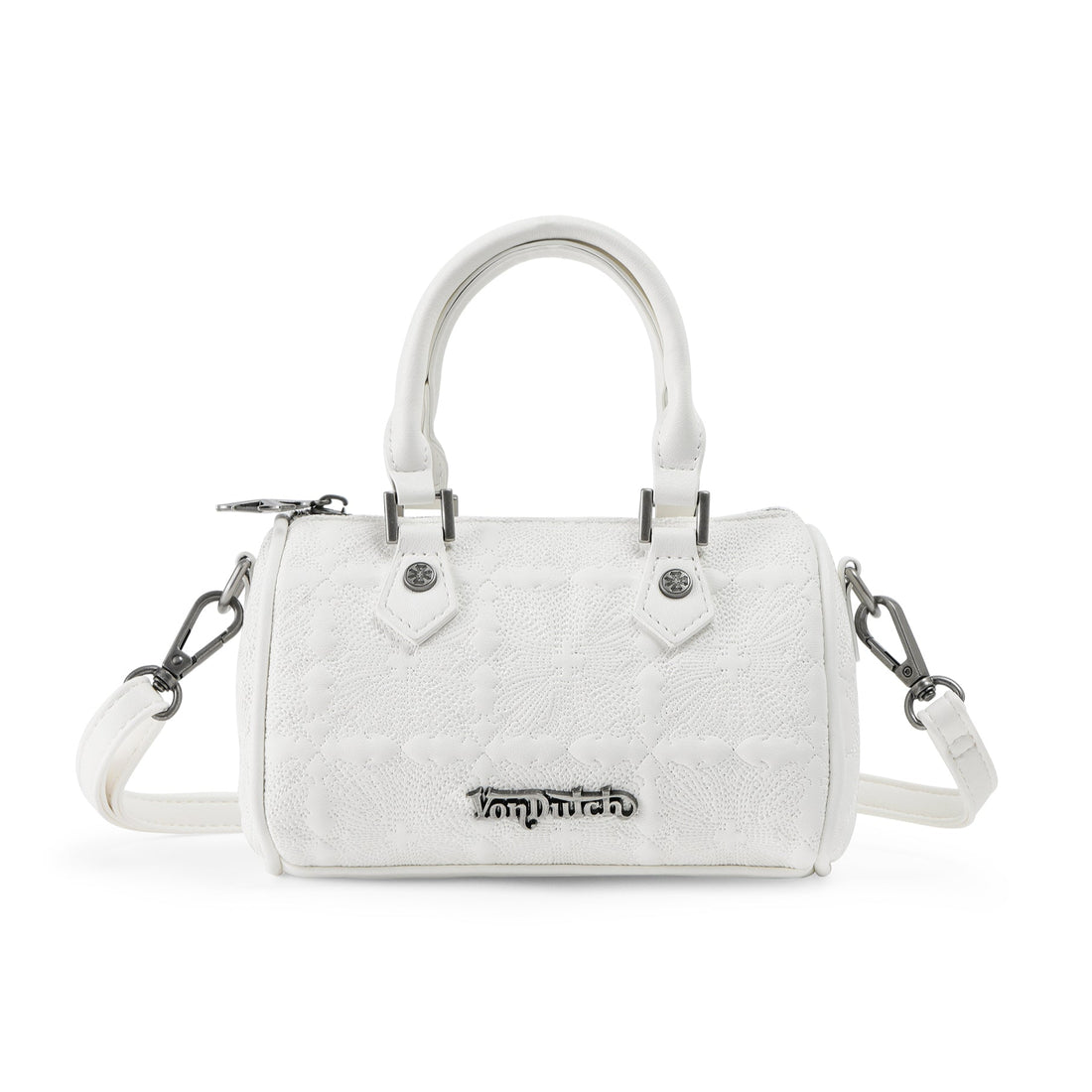 Embroidered Chopper Hanna Bag - White
