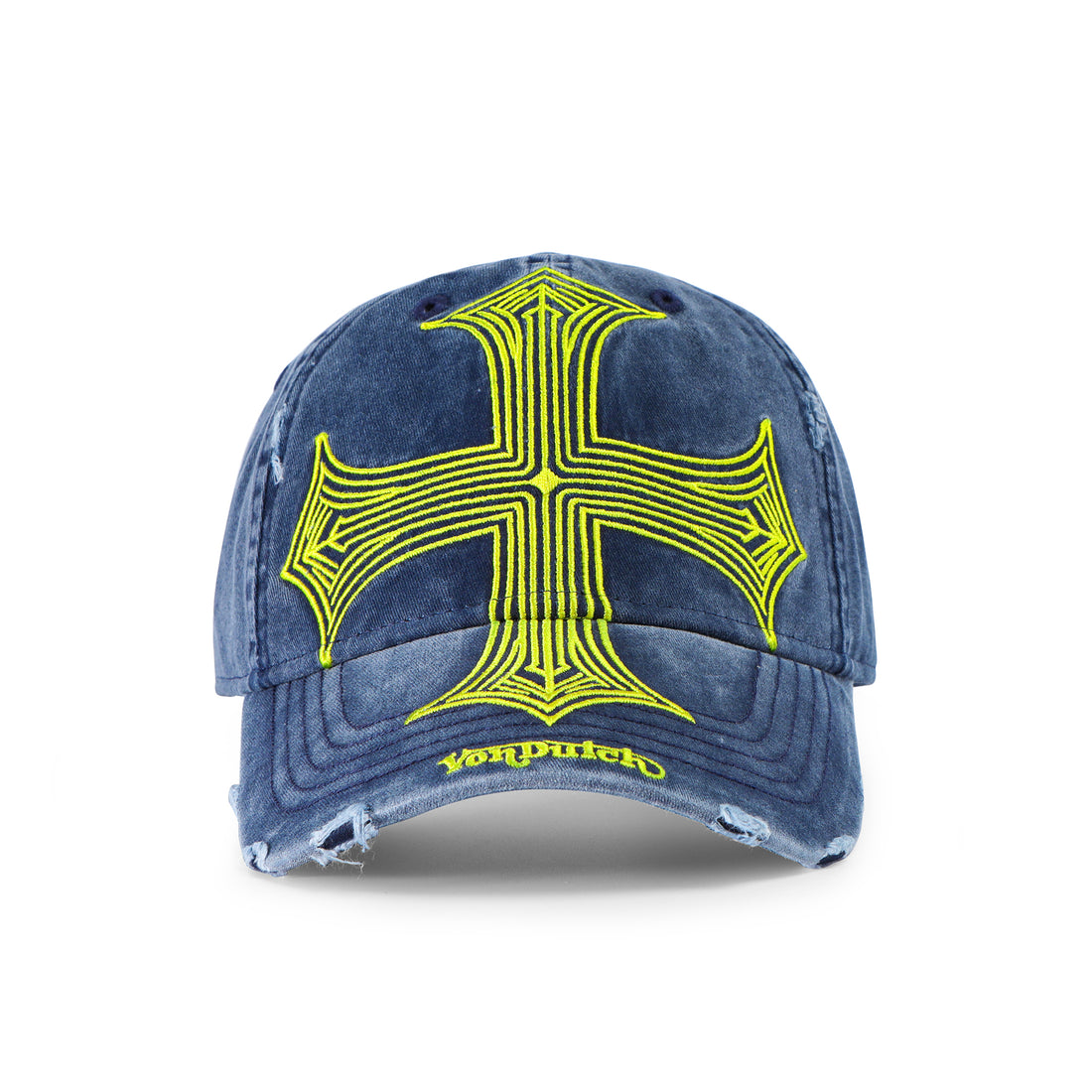 Denim Lowrider Strapback Hat- Blue & Yellow — image 1