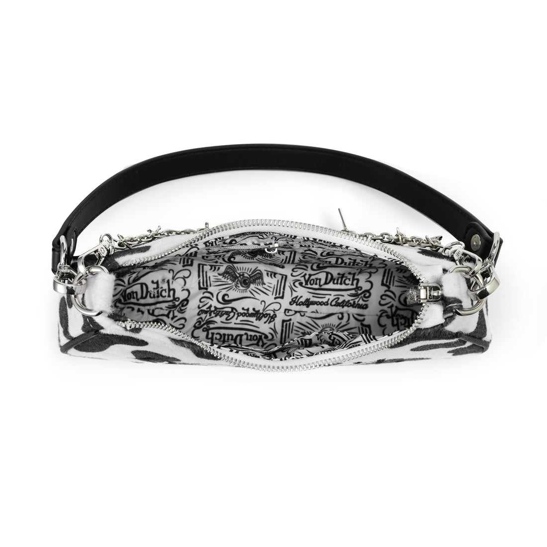 Black Cow Print Shoulder Bag