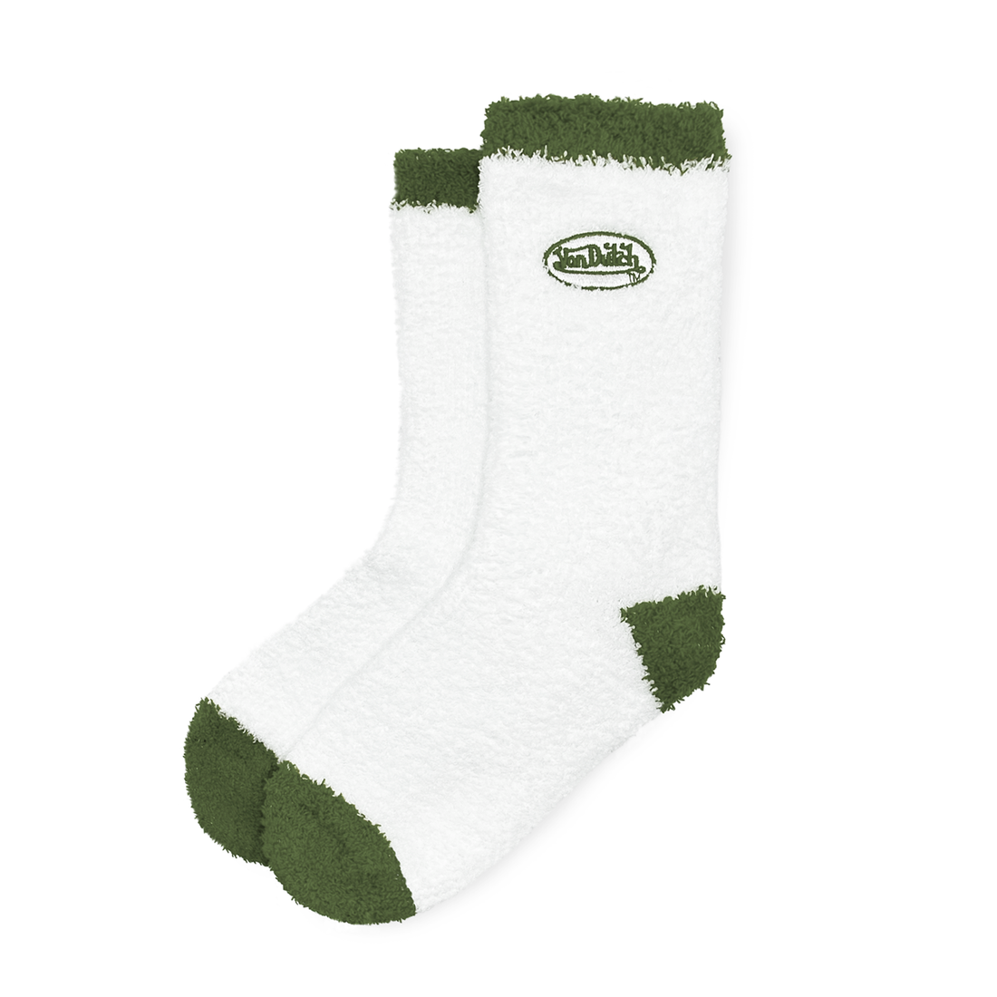White & Green Fluffy Socks — image 1