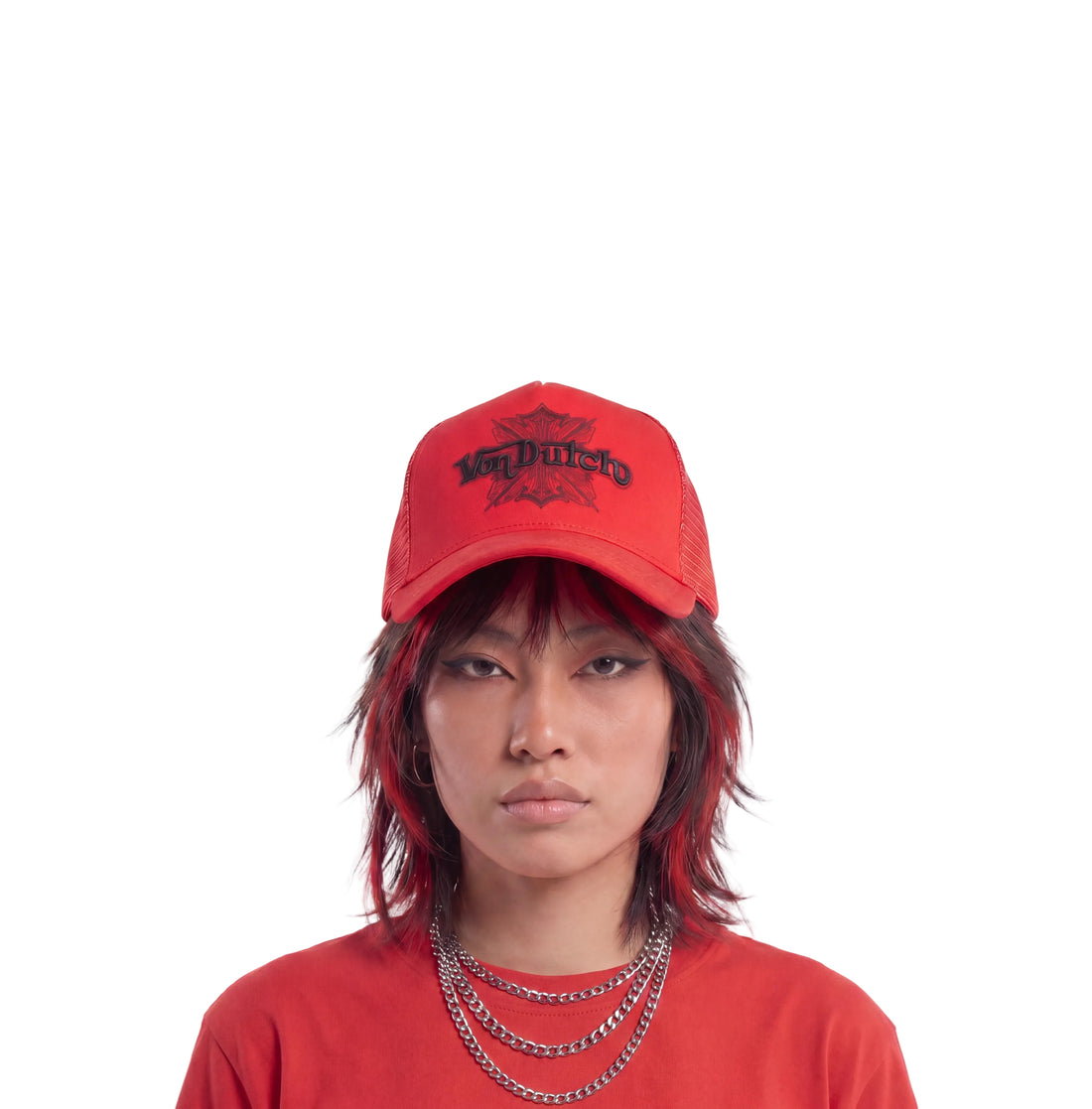 Foam Chopper Trucker Hat - Red & Black