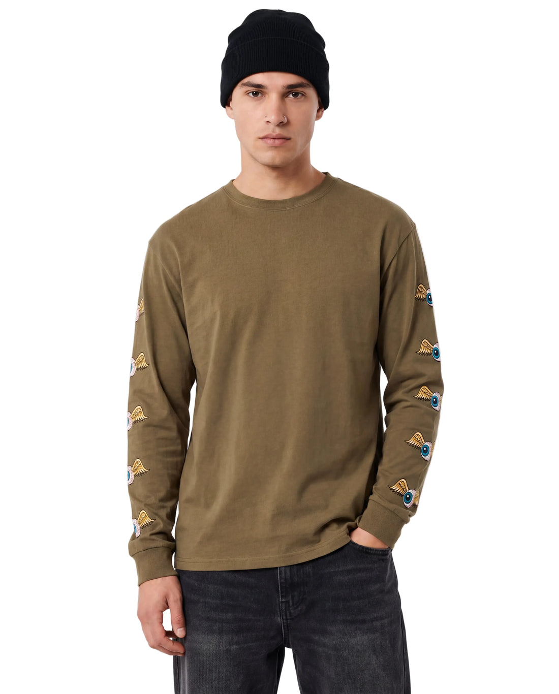 Flying Eyeball Khaki LS Tee