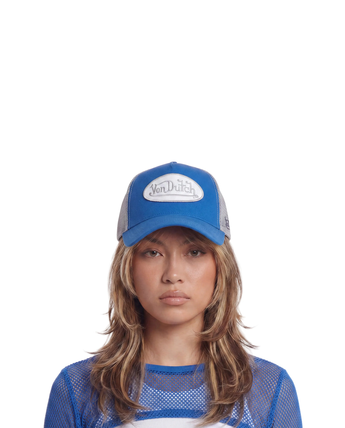Suede Trucker Hat - Blue and Grey